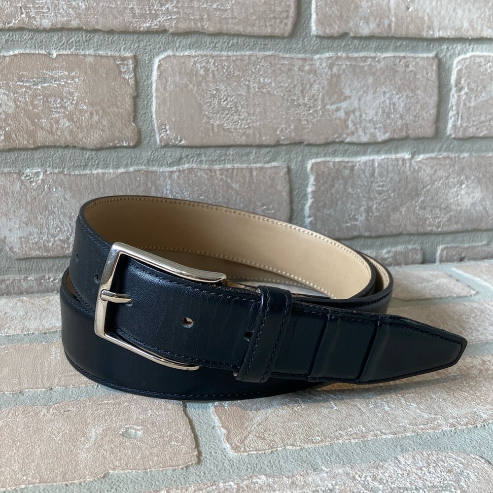 Paul Fredrick Black Leather Belt - Size 38